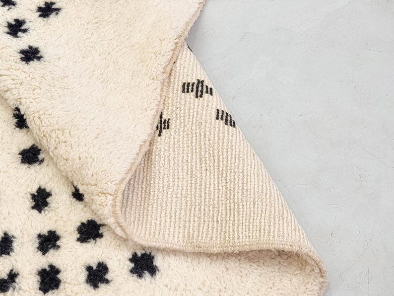 AMNAY-Moroccan Dark Purple And White Rug-Custom Beni Ourain Dotted Carpet - Image 5