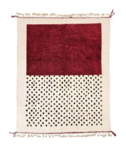 AMNAY-Moroccan Maroon And White Rug-Custom Beni Ourain Dotted Carpet