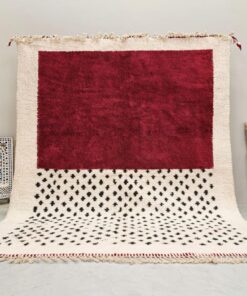 Alternative view of AMNAY-Moroccan Maroon And White Rug-Custom Beni Ourain Dotted Carpet