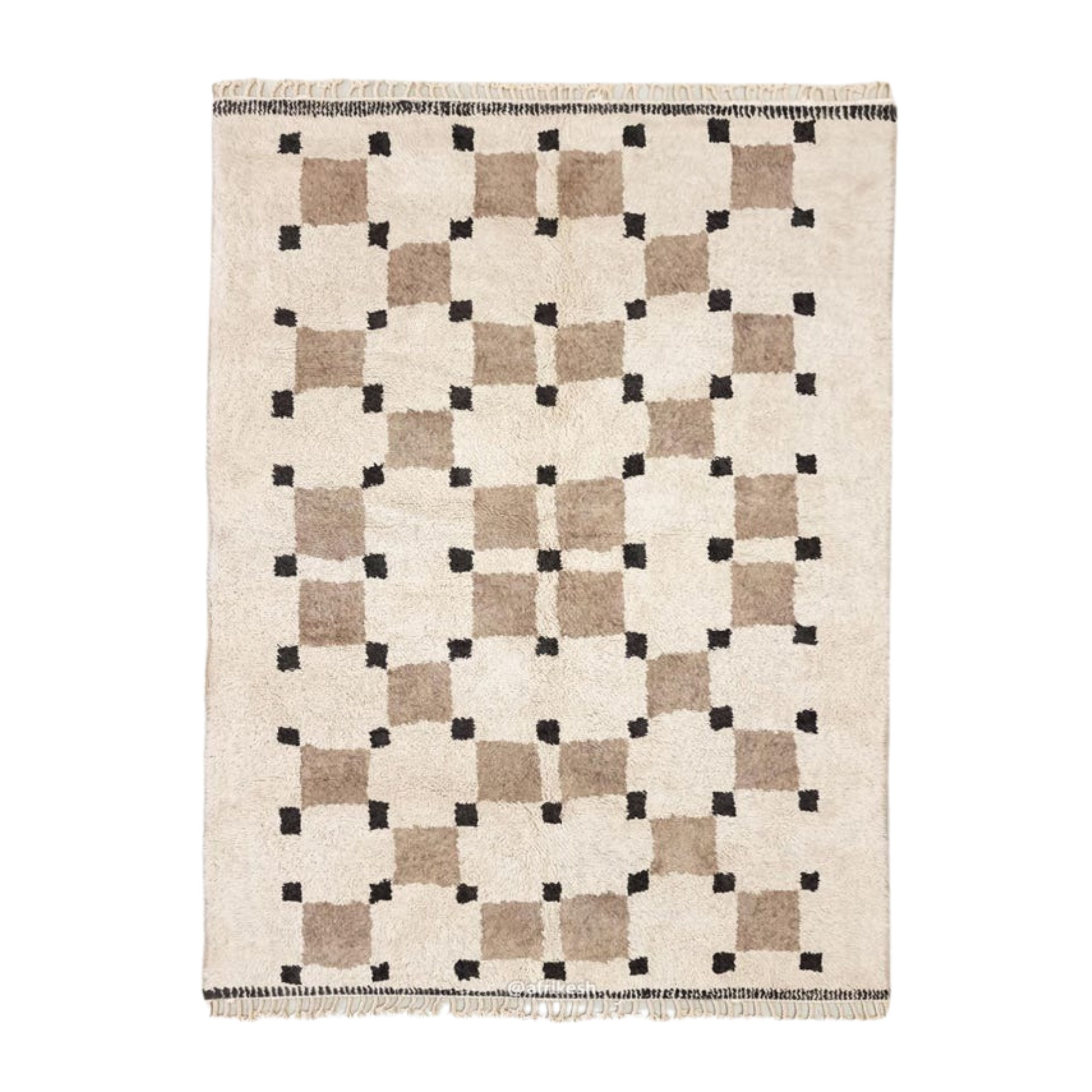 Amud – Moroccan Beni Ourain Rug Beige and White – Custom Geometric Berber Rug
