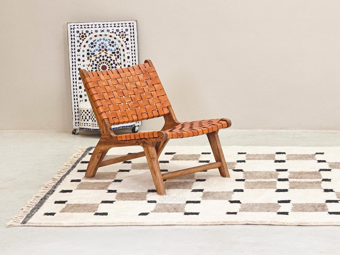 Amud – Moroccan Beni Ourain Rug Beige and White – Custom Geometric Berber Rug - Image 6