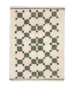 Amud – Moroccan Beni Ourain Rug Green and White – Custom Geometric Berber Rug