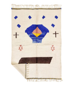 Aryana – Moroccan Handmade Abstract Carpet | Beni Ourain White and Blue Rug – Custom Sizes