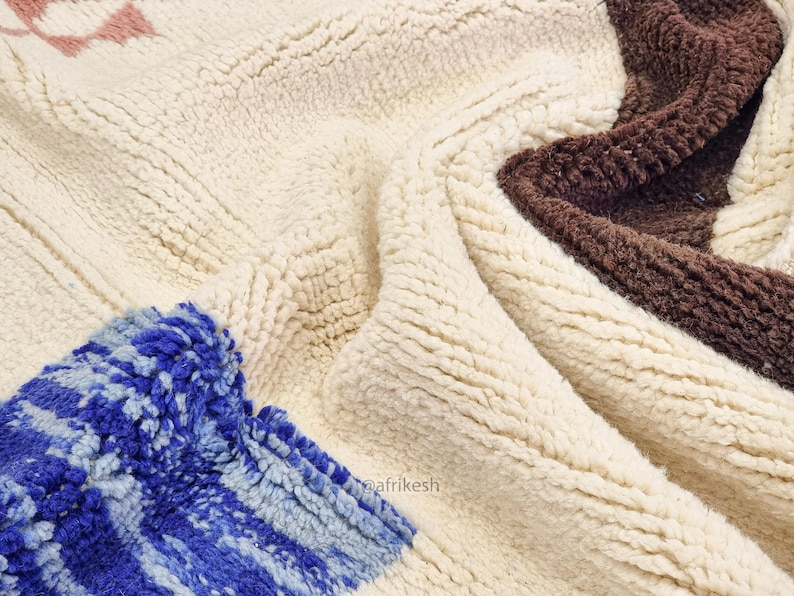 Aryana – Moroccan Handmade Abstract Carpet | Beni Ourain White and Blue Rug – Custom Sizes - Image 7