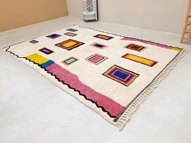 Assirem – White & Pink Rug– Beni Ourain Geometric Custom Rug - Image 2
