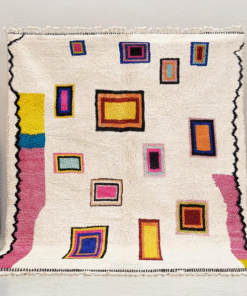 Assirem – White & Pink Rug– Beni Ourain Geometric Custom Rug