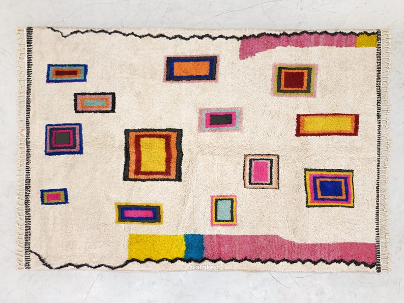 Assirem – White & Pink Rug– Beni Ourain Geometric Custom Rug - Image 6