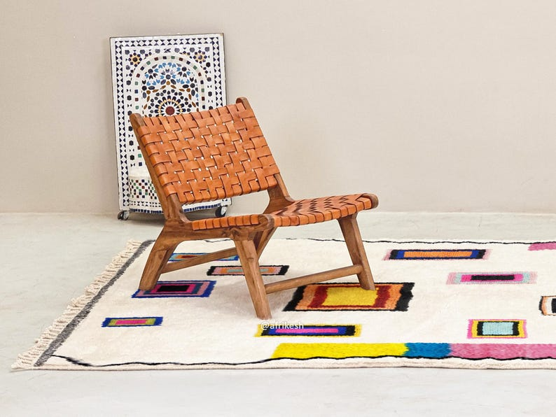 Assirem – White & Pink Rug– Beni Ourain Geometric Custom Rug - Image 4