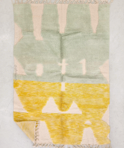 Aylin – Beni Ourain Tufted Rug – Custom Yellow And Green Rug – Moroccan Handmade Carpet