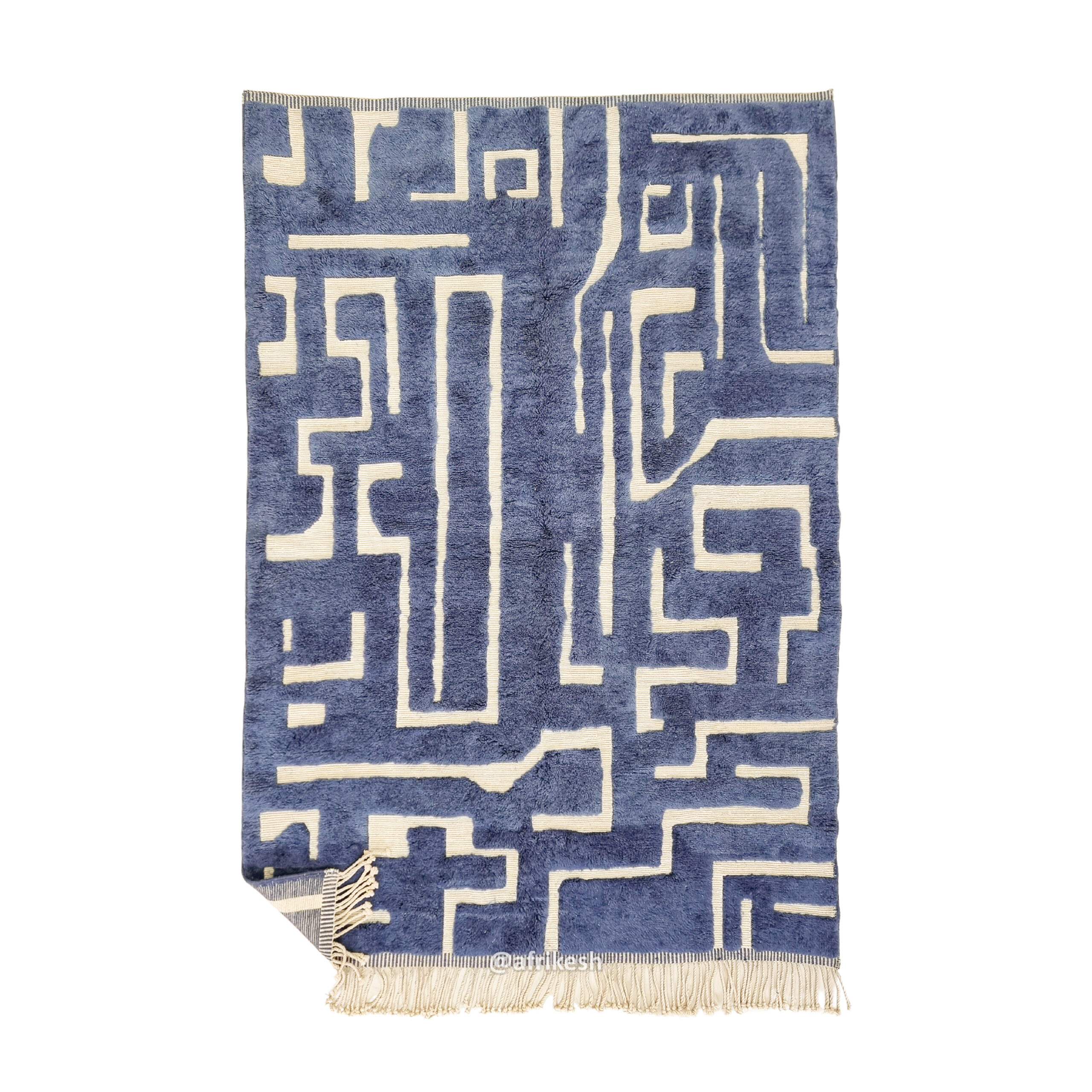 Chams – Blue And Beige Rug – Beni Mrirt Tufted Custom Rug