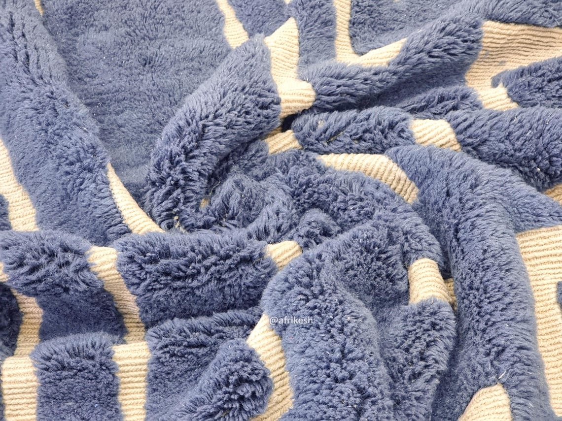 Chams – Blue And Beige Rug – Beni Mrirt Tufted Custom Rug - Image 7