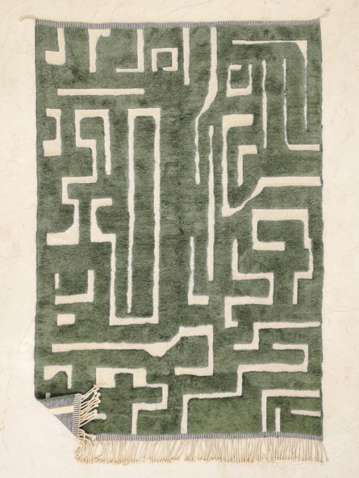 Chams – Green And Beige Rug – Beni Mrirt Tufted Custom Rugs