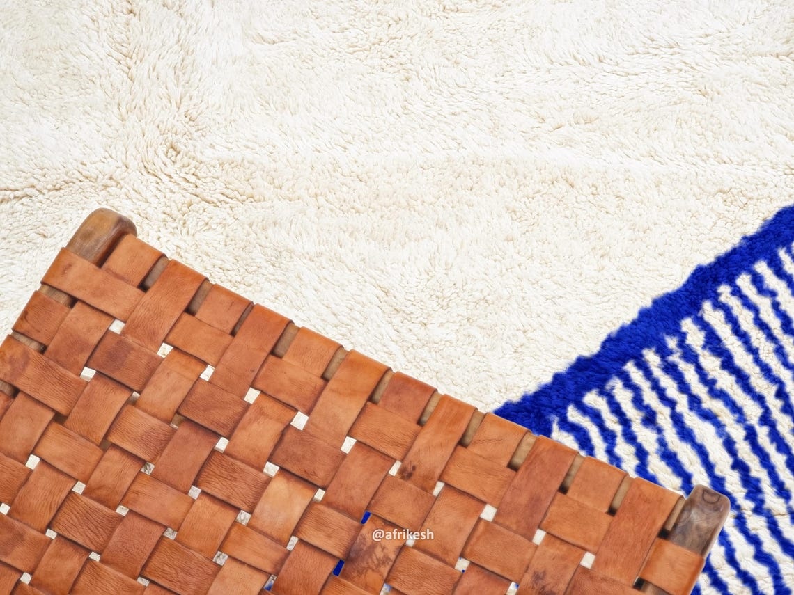 Fadwa – Blue and White Striped Rug | Moroccan Beni Ourain Rug – Custom Sizes - Image 6