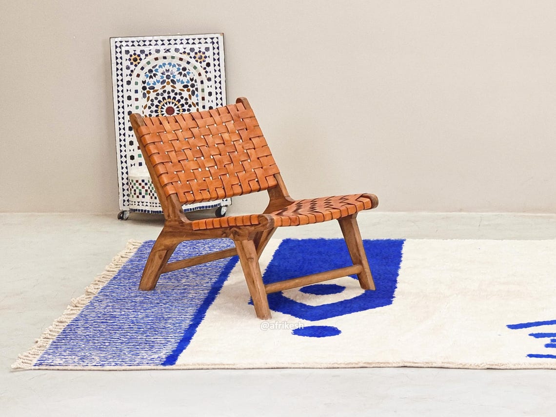 Fadwa – Blue and White Striped Rug | Moroccan Beni Ourain Rug – Custom Sizes - Image 5