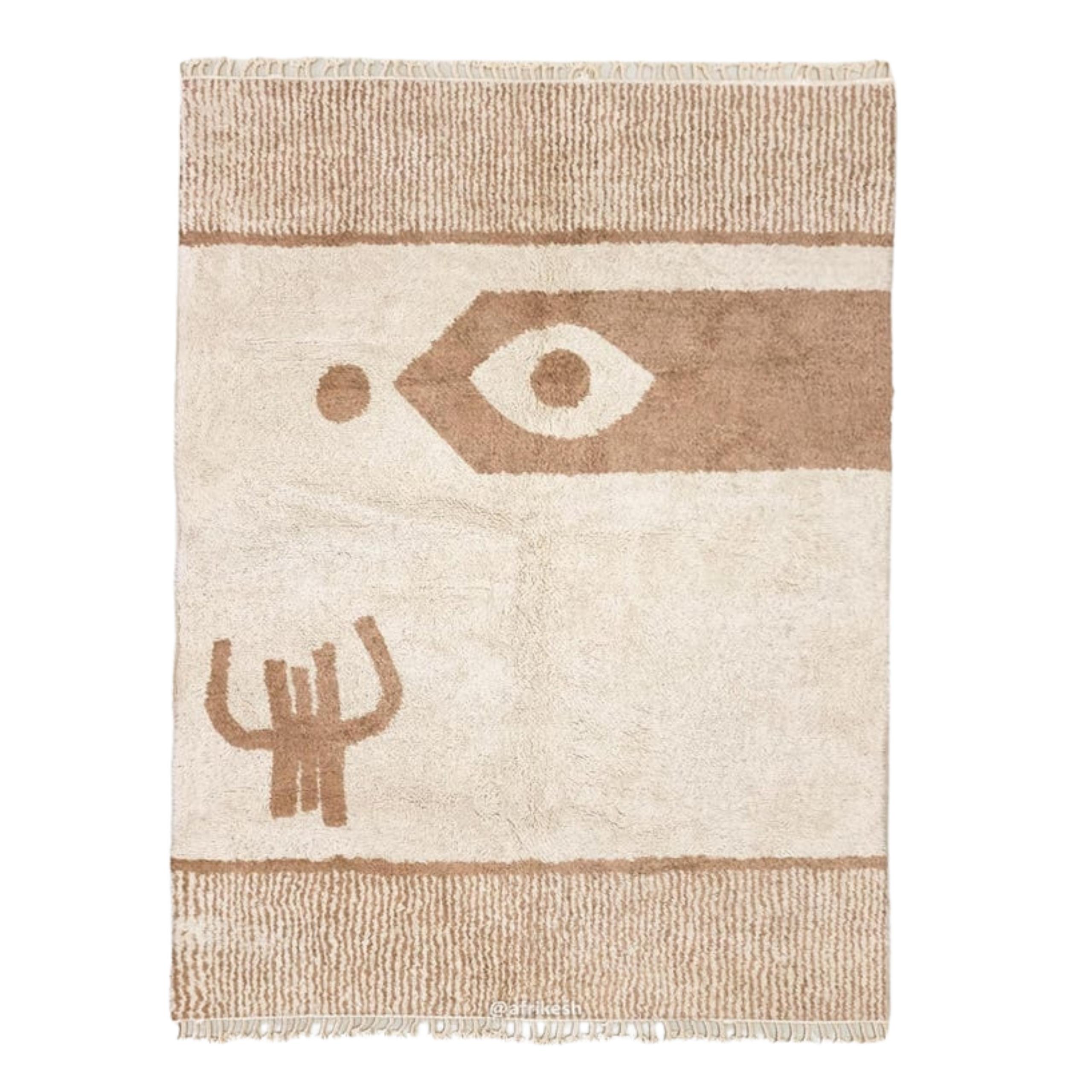 Fadwa – White and Beige Striped Rug | Moroccan Beni Ourain Rug – Custom Sizes