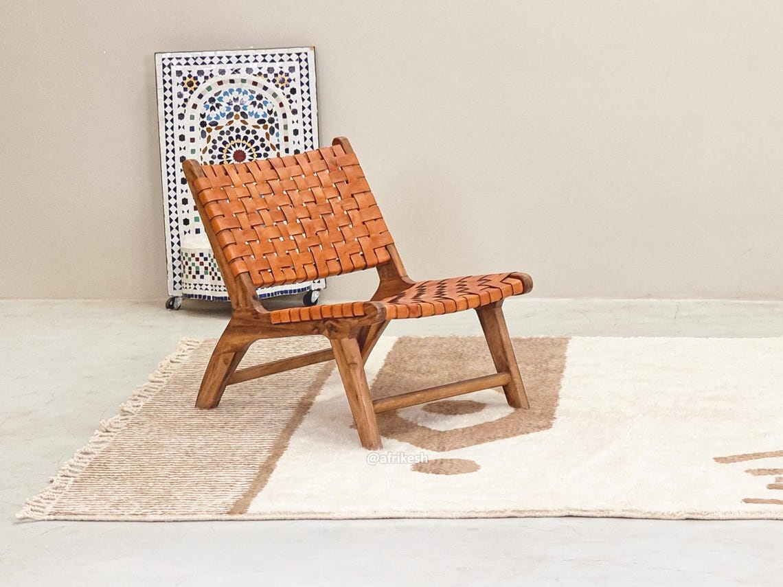 Fadwa – White and Beige Striped Rug | Moroccan Beni Ourain Rug – Custom Sizes - Image 5