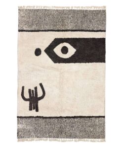 Fadwa – White and Black Rug | Moroccan Beni Ourain Striped Carpet– Custom Sizes