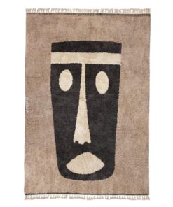 Ghita – Beige And Black Rug – Beni Ourain Custom Abstract Rug