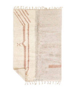 Idir- Beni Ourain Rug 6x9 – White and Pink Striped Carpet | Moroccan Handmade Wool Rug