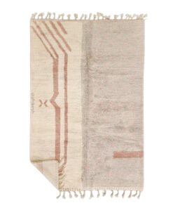 Idir– White and Pink Rug | Moroccan Beni Ourain Striped Carpet– Custom Sizes