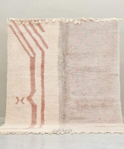 Alternative view of Idir– White and Pink Rug | Moroccan Beni Ourain Striped Carpet– Custom Sizes