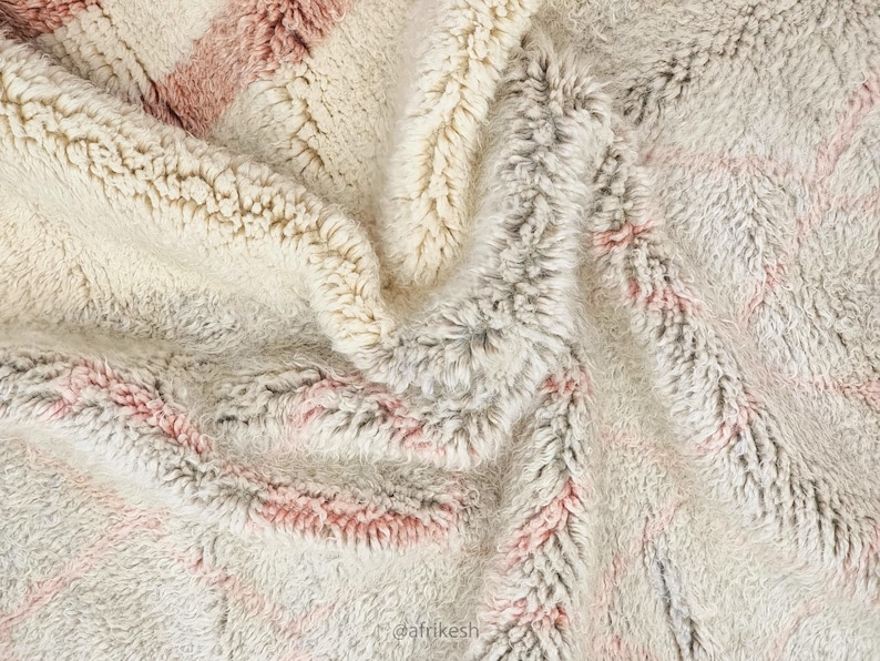 Idir– White and Pink Rug | Moroccan Beni Ourain Striped Carpet– Custom Sizes - Image 8