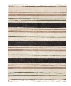 Tanaghma – Black and Beige Rug | Moroccan Beni Ourain Striped Carpet– Custom Sizes