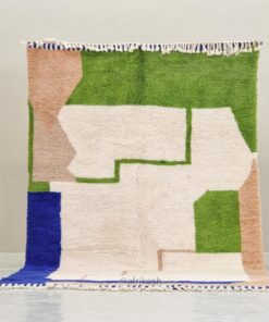 Alternative view of Zahira– White And Green Rug – Gorgeous Beni Ourain Abstract Custom Rug