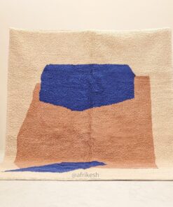 Alternative view of Akal– Brwon and Blue Moroccan Rug - Beni Ourain Abstract Carpet 8x10