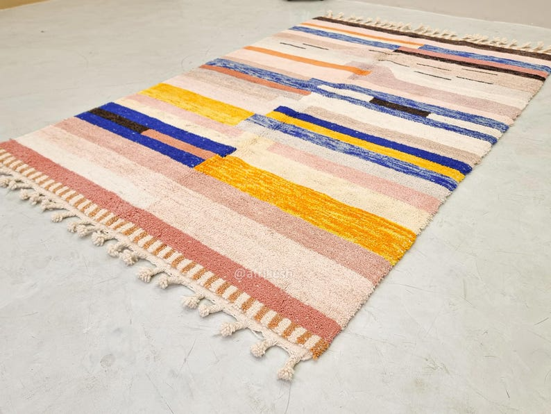 Isli – Multicolor Striped Rug | Moroccan Beni Ourain Rug – Custom Sizes - Image 3