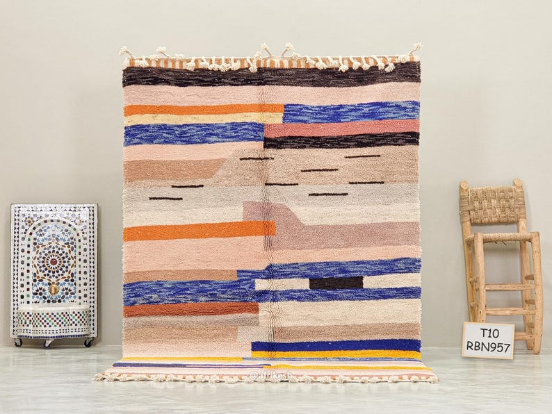 Isli – Multicolor Striped Rug | Moroccan Beni Ourain Rug – Custom Sizes - Image 2