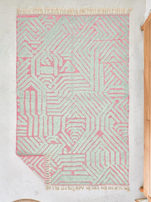 Horizon - Beni Ourain Tufted  Rug – Custom Sage Green & Pink Rug