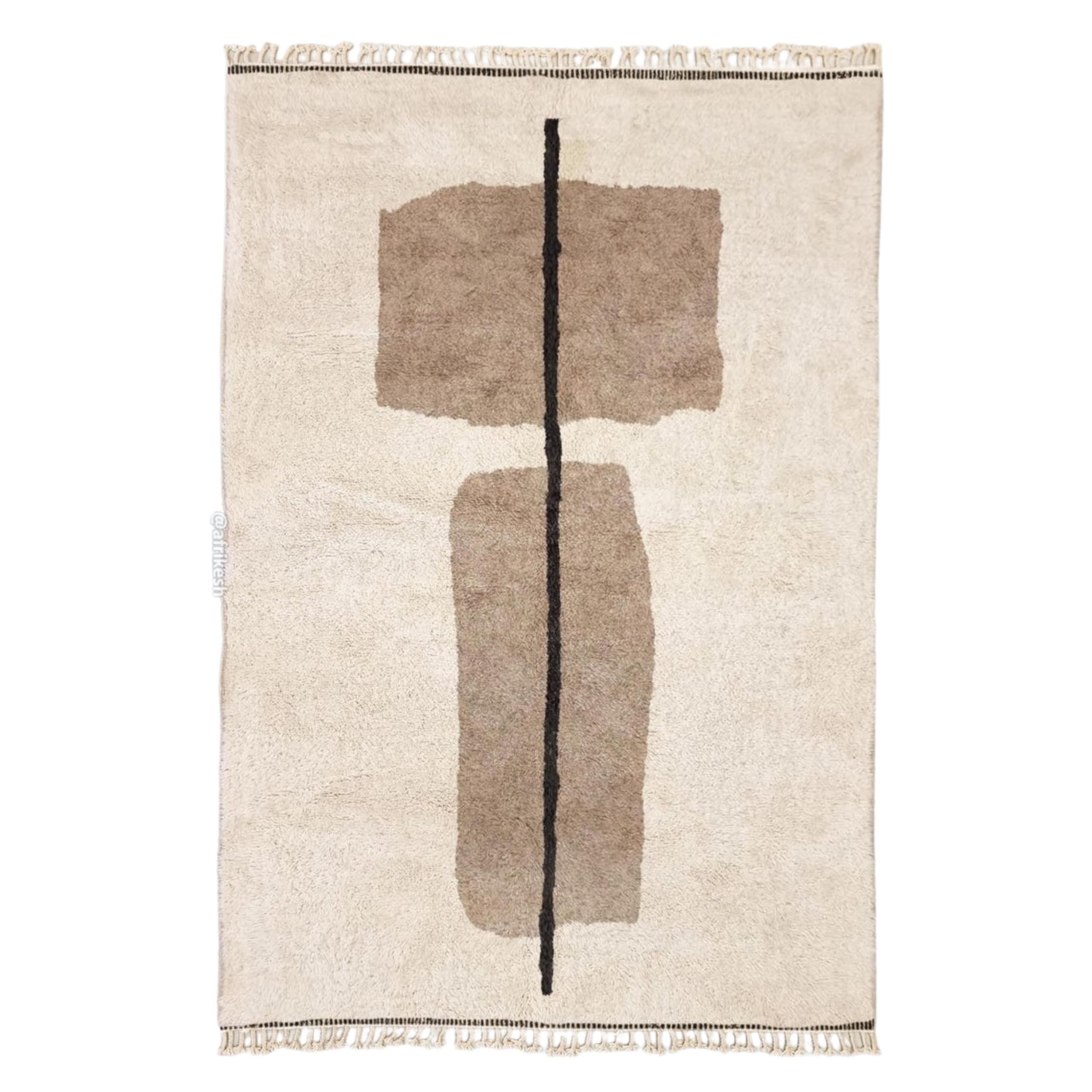 Jawhara– Beige and White Rug – Beni Ourain Abstract Custom Rug