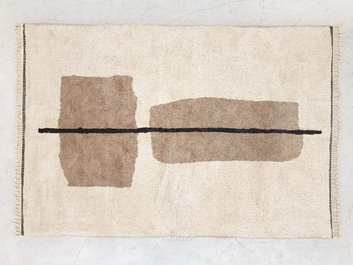 Jawhara– Beige and White Rug – Beni Ourain Abstract Custom Rug - Image 7