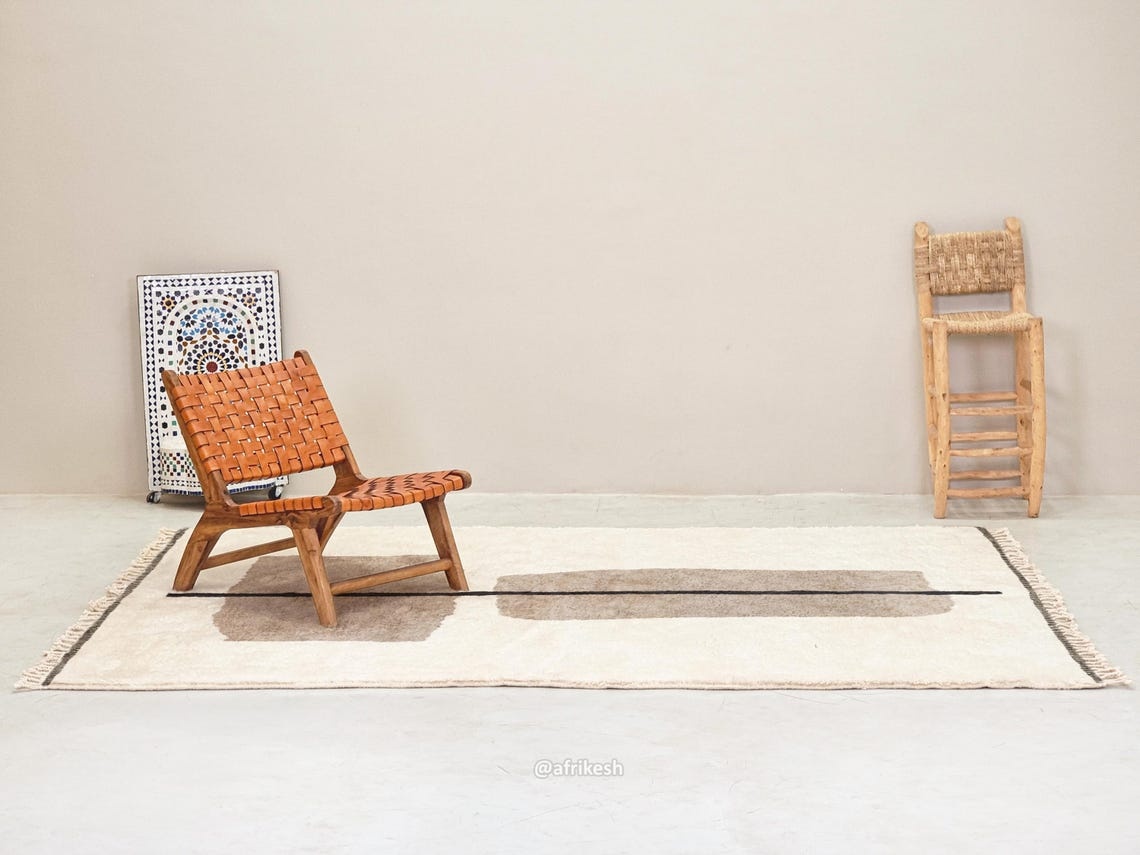 Jawhara– Beige and White Rug – Beni Ourain Abstract Custom Rug - Image 4