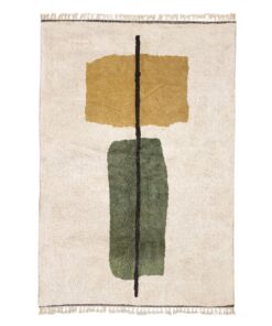 Jawhara–  Green and Mustard Rug – Beni Ourain Abstract Custom Rug