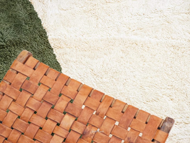 Jawhara–  Green and Mustard Rug – Beni Ourain Abstract Custom Rug - Image 5