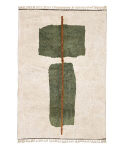 Jawhara–  Green and White Rug – Beni Ourain Abstract Custom Rug