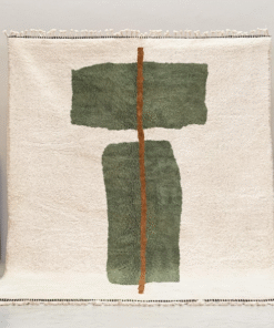 Jawhara–  Green and White Rug – Beni Ourain Abstract Custom Rug