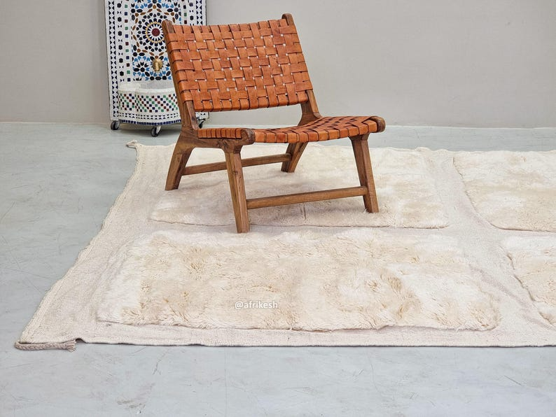 Kamil–  Moroccan White Carpet – Beni Mrirt Geometric Custom Rug - Image 4