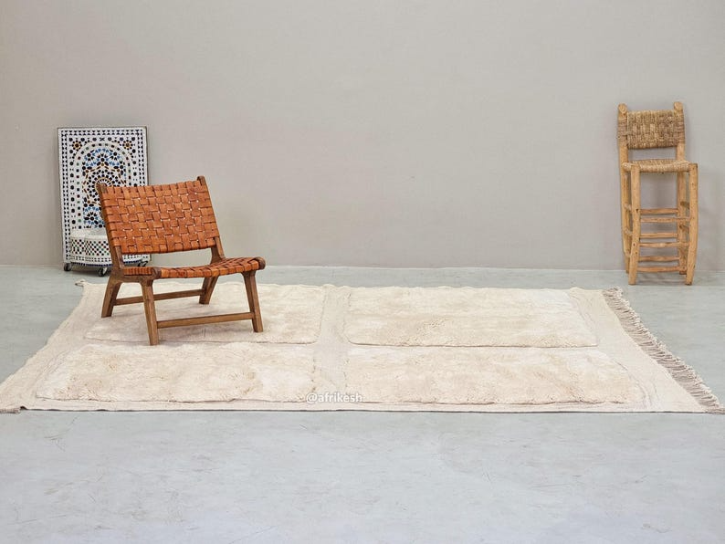 Kamil–  Moroccan White Carpet – Beni Mrirt Geometric Custom Rug - Image 3