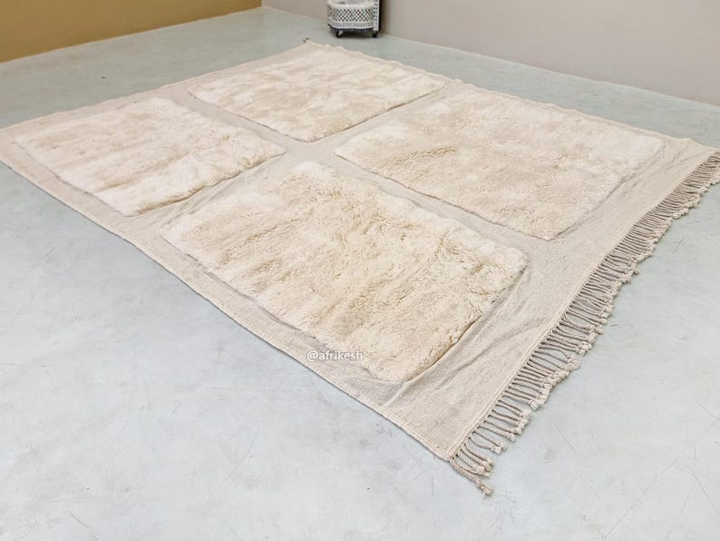 Kamil–  Moroccan White Carpet – Beni Mrirt Geometric Custom Rug - Image 2