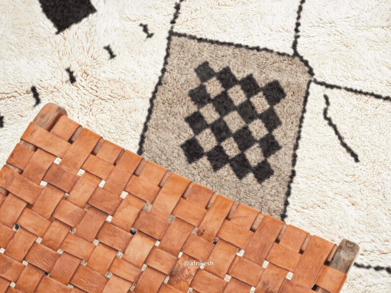 Laleh– Moroccan Beni Ourain Rug Black and White – Custom Geometric Rug - Image 5