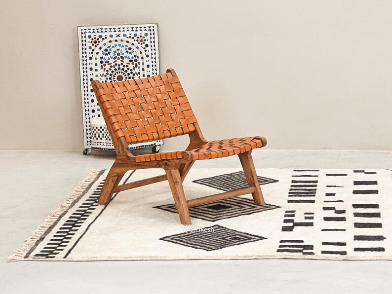 Laleh– Moroccan Beni Ourain Rug Black and White – Custom Geometric Rug - Image 4