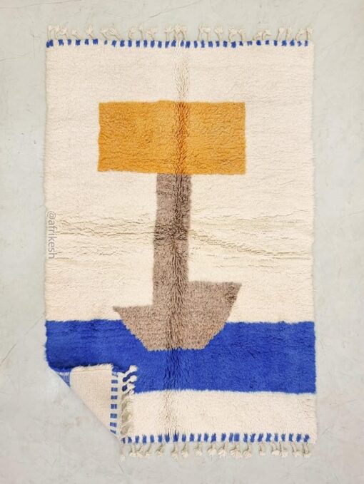 LALLA – Blue And White Rug – Beni Ourain Abstract Custom Rug