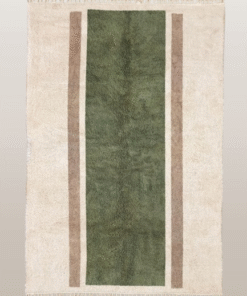 Lamis– Green& White Moroccan Carpet– Beni Ourain Custom Geometric Rug