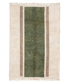 Lamis– Green& White Moroccan Carpet– Beni Ourain Custom Geometric Rug