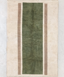 Lamis– Green& White Moroccan Carpet– Beni Ourain Custom Geometric Rug