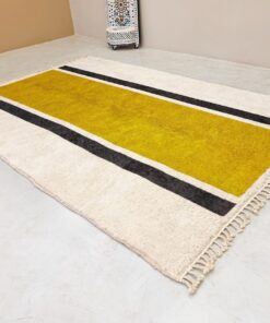 Alternative view of Lamis– Yellow & White Moroccan Carpet– Beni Ourain Custom Geometric Rug