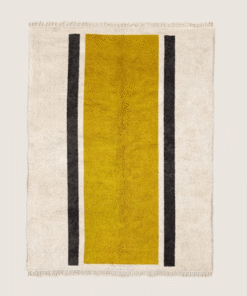 Lamis– Yellow & White Moroccan Carpet– Beni Ourain Custom Geometric Rug